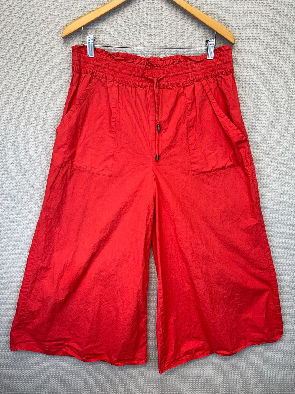 Apiece Apart Galicia Red Pant Sz 4 Wide Leg Cropped 100% Organic Cotton Boho